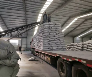 Bagged material being loaded
